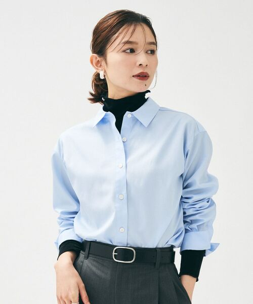 UNTITLED/アンタイトル 【重ね着レイヤード/スーツブラウス】ファインブロードベーシックシャツ ブルー(091) 01(S) UNTITLED/アンタイトル 【重ね着レイヤード/スーツブラウス】ファインブロードベーシックシャツ ブルー(091) 01(S)