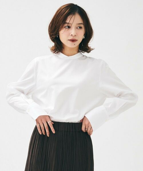 UNTITLED / アンタイトル シャツ・ブラウス | 【重ね着レイヤード/スーツブラウス】ファインブロードハイネックシャツ | 詳細2