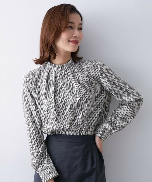 UNTITLED/アンタイトル ジオメトリック ハイネックブラウス グレー(112) 01(S) UNTITLED/アンタイトル ジオメトリック ハイネックブラウス グレー(112) 01(S)
