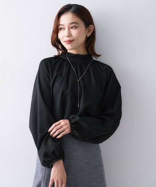 UNTITLED/アンタイトル スタンドフリルネック ブラウス ブラック(019) 48(5L)