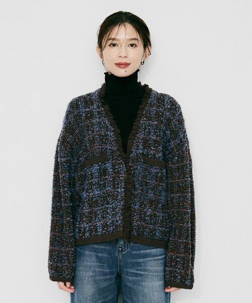 UNTITLED / アンタイトル カーディガン・ボレロ | 【Audrey and John Wad】Vネックツイード柄ニットカーディガン | 詳細10