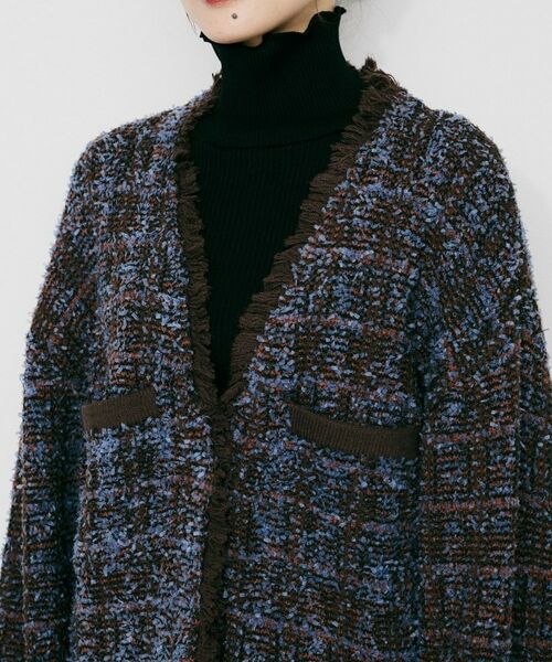 UNTITLED / アンタイトル カーディガン・ボレロ | 【Audrey and John Wad】Vネックツイード柄ニットカーディガン | 詳細13