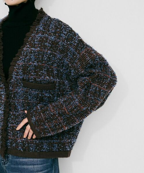 UNTITLED / アンタイトル カーディガン・ボレロ | 【Audrey and John Wad】Vネックツイード柄ニットカーディガン | 詳細14