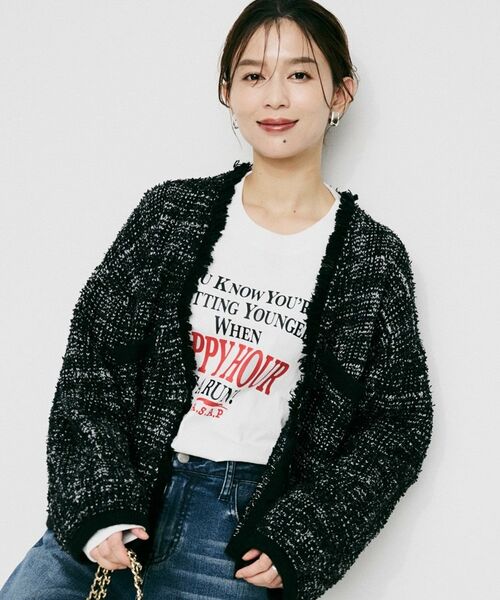 UNTITLED / アンタイトル カーディガン・ボレロ | 【Audrey and John Wad】Vネックツイード柄ニットカーディガン | 詳細2