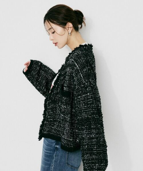 UNTITLED / アンタイトル カーディガン・ボレロ | 【Audrey and John Wad】Vネックツイード柄ニットカーディガン | 詳細3