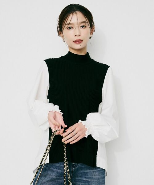 UNTITLED / アンタイトル シャツ・ブラウス | 【TORRAZZO DONNA】ニット×ファブリック ハイブリッドブラウス | 詳細10