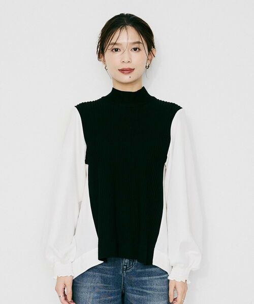 UNTITLED / アンタイトル シャツ・ブラウス | 【TORRAZZO DONNA】ニット×ファブリック ハイブリッドブラウス | 詳細14