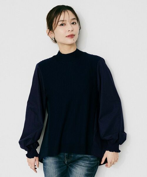 UNTITLED / アンタイトル シャツ・ブラウス | 【TORRAZZO DONNA】ニット×ファブリック ハイブリッドブラウス | 詳細6