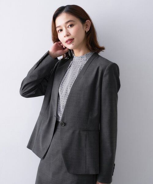 UNTITLED/アンタイトル プレミアムカラーレスジャケット チャコールグレー(014) 46(4L) UNTITLED/アンタイトル プレミアムカラーレスジャケット チャコールグレー(014) 46(4L)