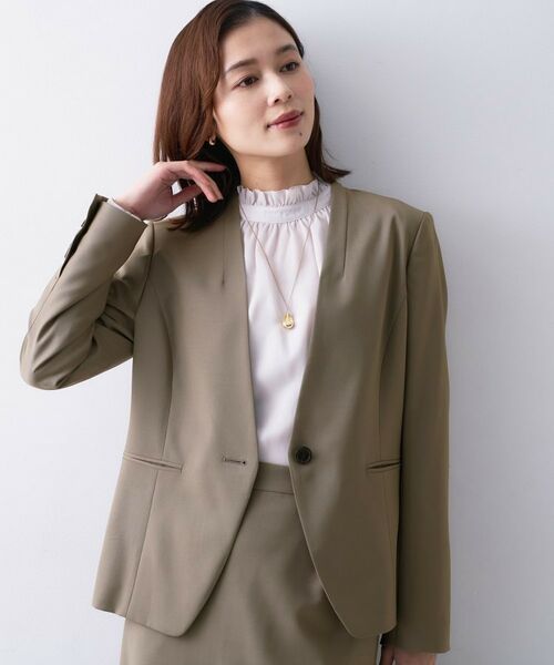 UNTITLED/アンタイトル プレミアムカラーレスジャケット ピンクベージュ(053) 02(M) UNTITLED/アンタイトル プレミアムカラーレスジャケット ピンクベージュ(053) 02(M)