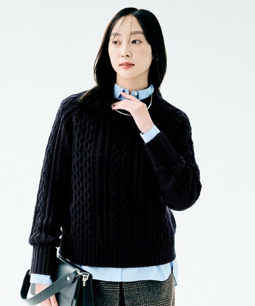 UNTITLED / アンタイトル ニット・セーター | 【すっきりコンパクト】スポンディッシュ ケーブル柄プルオーバー | 詳細14