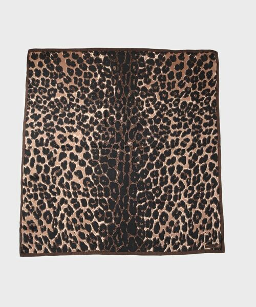 UNTITLED / アンタイトル バンダナ・スカーフ | 【manipuri】120×120正方形 レオパードベグウールシルクストール | 詳細1