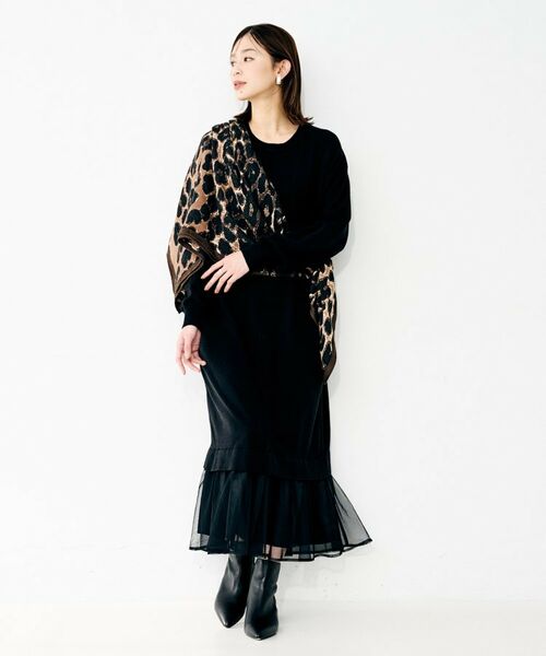 UNTITLED / アンタイトル バンダナ・スカーフ | 【manipuri】120×120正方形 レオパードベグウールシルクストール | 詳細4