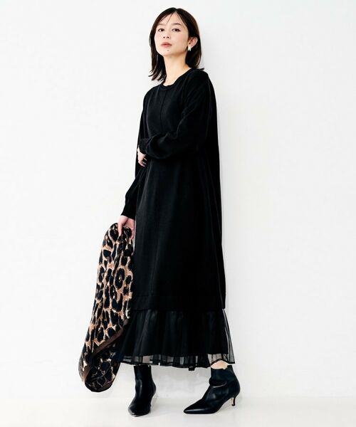 UNTITLED / アンタイトル ロング・マキシ丈ワンピース | 【TORRAZZO DONNA】ニット×チュールワンピース | 詳細4