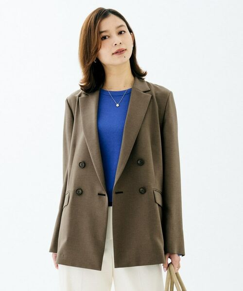 UNTITLED / アンタイトル テーラードジャケット | ライトウェイト ダブルブレストジャケット(ブラウン(043))