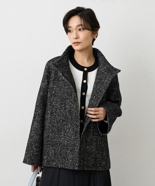 UNTITLED / アンタイトル その他アウター | 【ツイード風/スタンドカラー】ファンシーヘリンボンコート | 詳細7