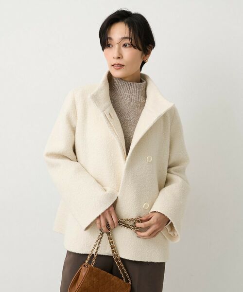 UNTITLED / アンタイトル その他アウター | 【ツイード風/スタンドカラー】ファンシーヘリンボンコート（オフホワイト(003)）