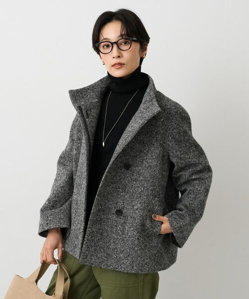 UNTITLED / アンタイトル その他アウター | 【スタンドカラー/オンオフ使える】クラシカルツイードコート（ブラック(019)）