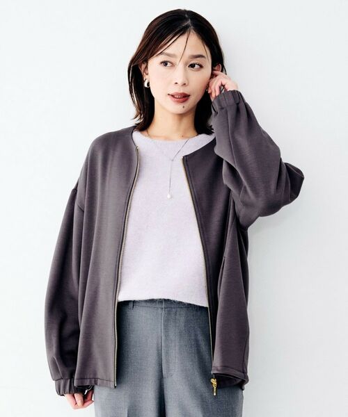 UNTITLED / アンタイトル レザーブルゾン・ジャケット | シルキーダンボールブルゾン（チャコールグレー(014)）