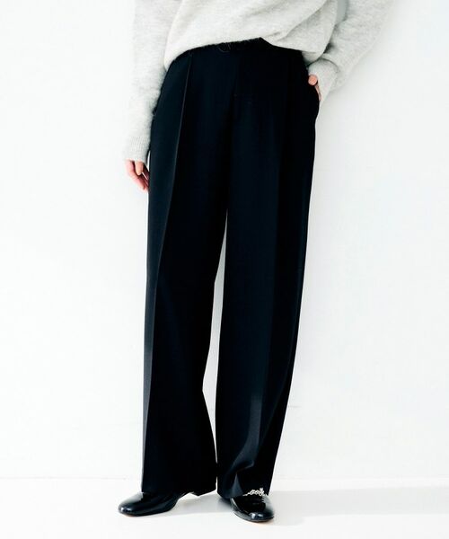 UNTITLED / アンタイトル パンツ | ドライタッチタックワイドパンツ(ブラック(019))