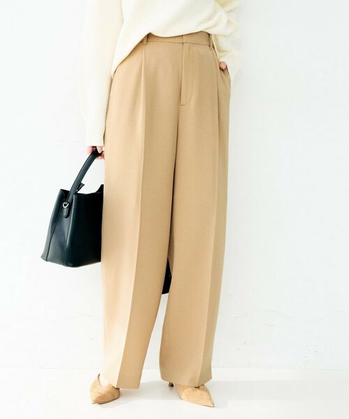 UNTITLED / アンタイトル パンツ | ドライタッチタックワイドパンツ(キャメルブラウン(041))