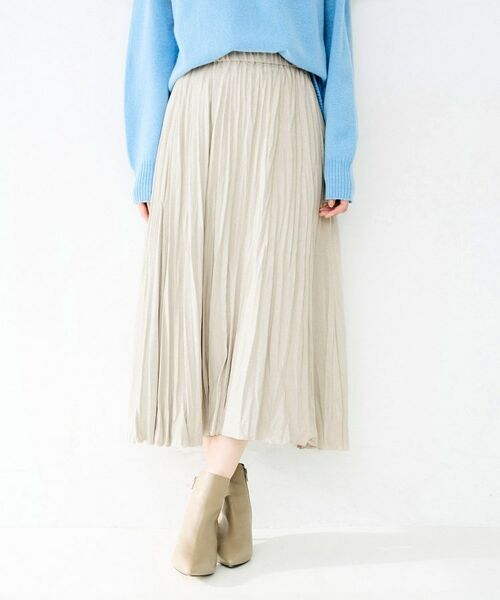 UNTITLED / アンタイトル ロング・マキシ丈スカート | スエードプリーツスカート(グレージュ(050))