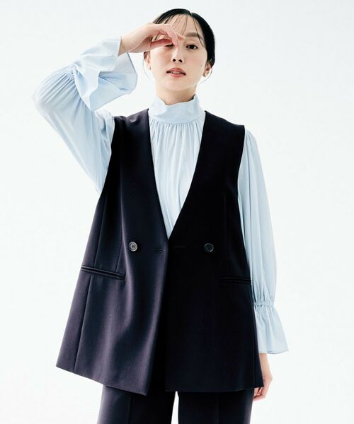 UNTITLED / アンタイトル ベスト | バックラッフルジレ(ネイビー(094))