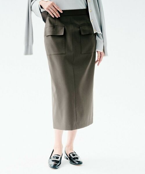 UNTITLED / アンタイトル ロング・マキシ丈スカート | アウトポケット ナロースカート(ブラウン(044))