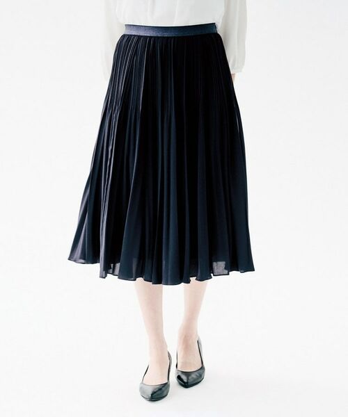 UNTITLED / アンタイトル スカート | デシン プリーツスカート(ネイビー(094))