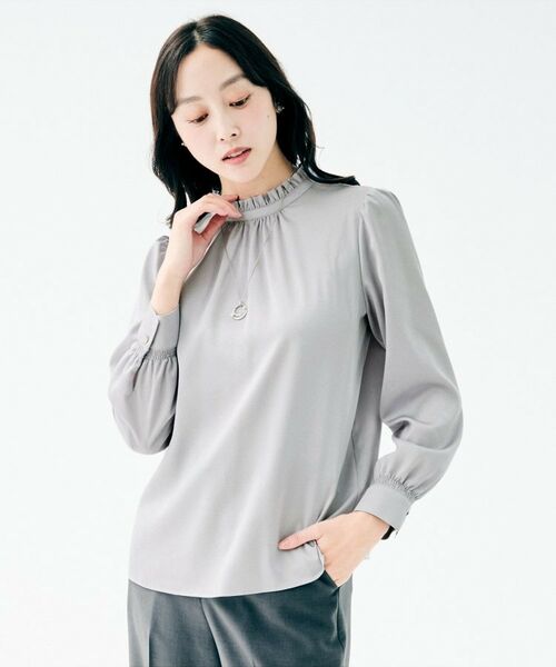 UNTITLED / アンタイトル シャツ・ブラウス | ハイネックフリル ブラウス(ライトグレー(011))