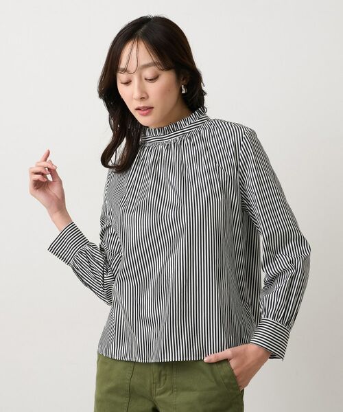 UNTITLED / アンタイトル シャツ・ブラウス | シャーリングフリルネックブラウス（ブラック(319)）