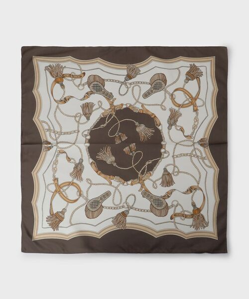 UNTITLED / アンタイトル バンダナ・スカーフ | リバータッセルプリントスカーフ（ブラウン(544)）