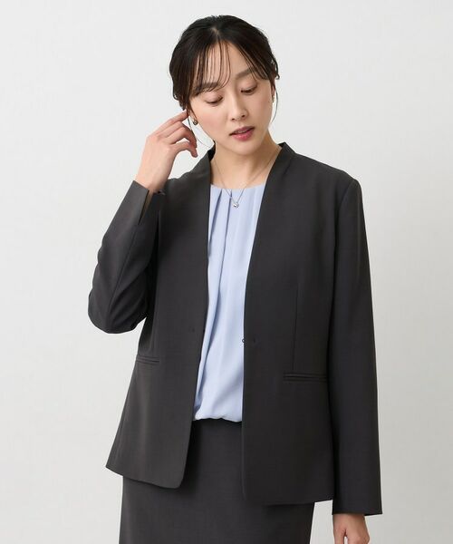 UNTITLED / アンタイトル ノーカラージャケット | エアリーノーカラージャケット（チャコールグレー(014)）