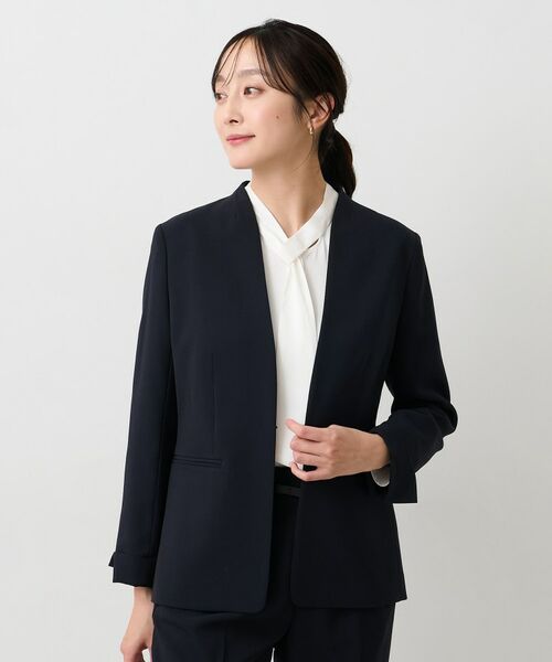 UNTITLED / アンタイトル ノーカラージャケット | エアリーノーカラージャケット（ネイビー(094)）