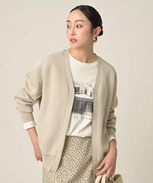 UNTITLED / アンタイトル カーディガン・ボレロ | ジップアップニットカーディガン(グレージュ(050))
