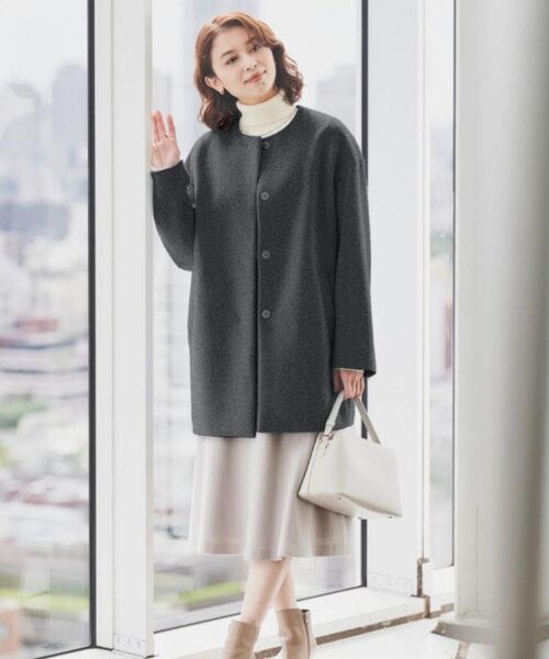 UNTITLED / アンタイトル その他アウター | 【日本製】ミディ丈ノーカラーコート | 詳細2