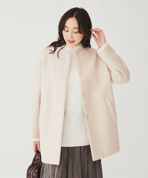 UNTITLED / アンタイトル その他アウター | 【日本製】ミディ丈ノーカラーコート(ベージュ(052))