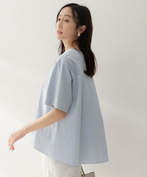 UNTITLED / アンタイトル カットソー | 異素材ドッキングプルオーバー（サックスブルー(090)）