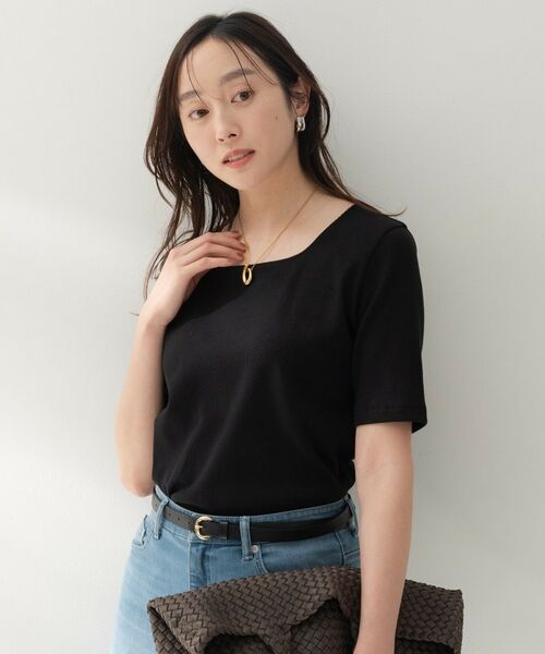 UNTITLED / アンタイトル カットソー | スクエアネックプルオーバー（ブラック(019)）