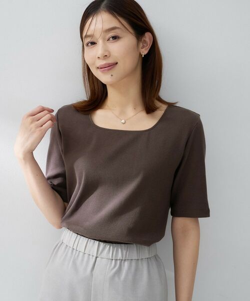 UNTITLED / アンタイトル カットソー | スクエアネックプルオーバー（ブラウン(043)）