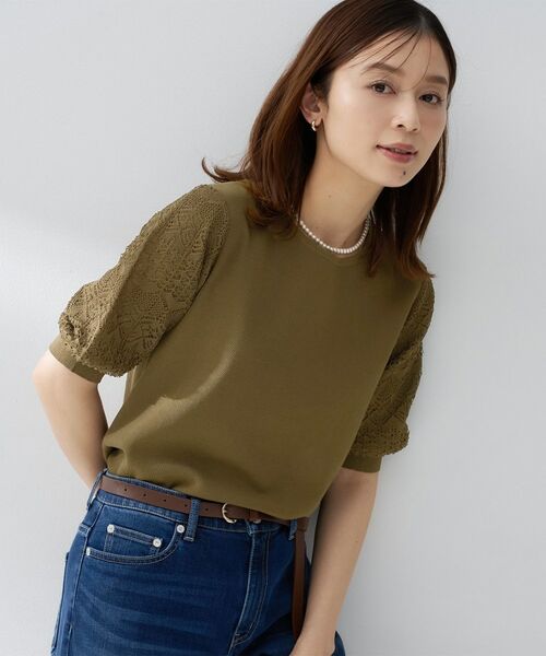 UNTITLED / アンタイトル ニット・セーター | エレガンススリーブニット（カーキ(027)）