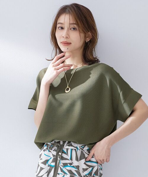 UNTITLED / アンタイトル ニット・セーター | 前後2WAYフレンチスリーブニット（カーキ(027)）