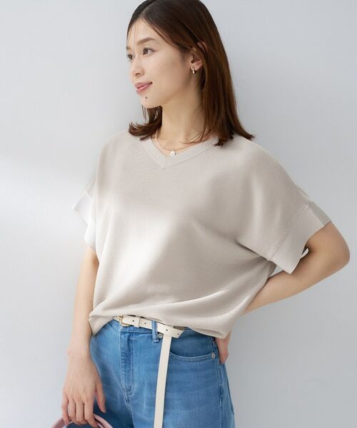 UNTITLED / アンタイトル ニット・セーター | 前後2WAYフレンチスリーブニット（グレージュ(050)）