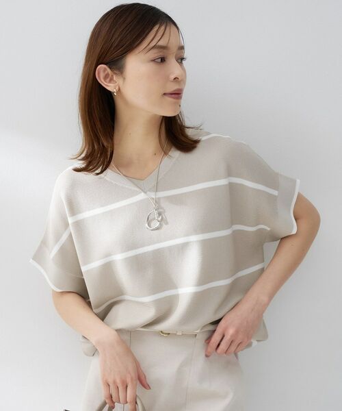 UNTITLED / アンタイトル ニット・セーター | 前後2WAYフレンチスリーブニット（グレージュ(350)）