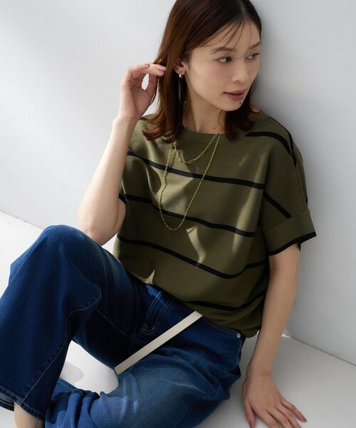 UNTITLED / アンタイトル ニット・セーター | 前後2WAYフレンチスリーブニット（カーキ(327)）