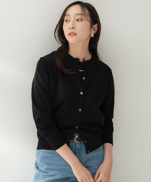UNTITLED / アンタイトル カーディガン・ボレロ | コットンクルーネックカーディガン（ブラック(019)）
