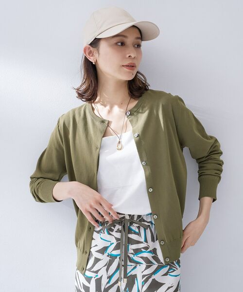 UNTITLED / アンタイトル カーディガン・ボレロ | コットンクルーネックカーディガン（カーキ(027)）