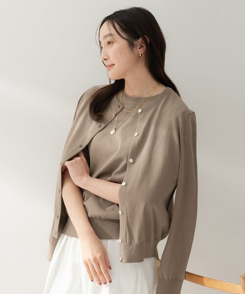 UNTITLED / アンタイトル カーディガン・ボレロ | コットンクルーネックカーディガン（モカブラウン(042)）
