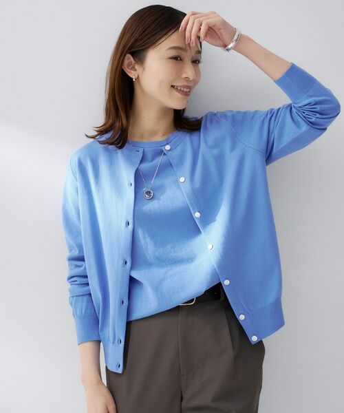 UNTITLED / アンタイトル カーディガン・ボレロ | コットンクルーネックカーディガン（ブルー(093)）