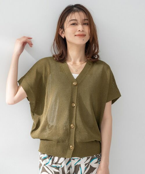 UNTITLED / アンタイトル カーディガン・ボレロ | ドライタッチスリーブレスカーディガン（カーキ(027)）
